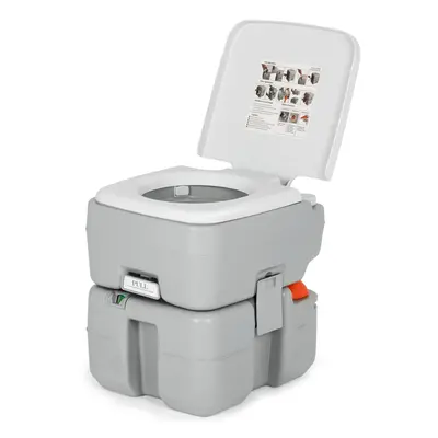 Portable Toilet Compact 20L Waste Tank Commode with Level Indicator