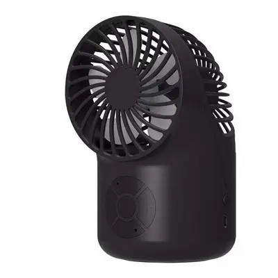 (Black) in Portable bluetooth 5.1 Audio Wireless Desktop Speaker with Handheld Mini Cooling Fan