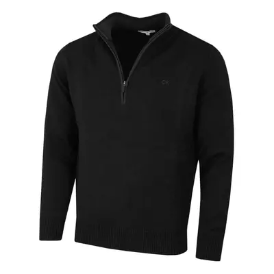 (L, Blackout) Calvin Klein Mens Knit Cotton 1/2 Zip Golf CK Top Sweater