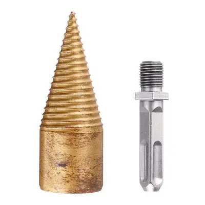 (42mm Round Shank) 32/42mm Titanium Coated HSS Firewood Splitter Drill Bit Wood Drilling Tools C