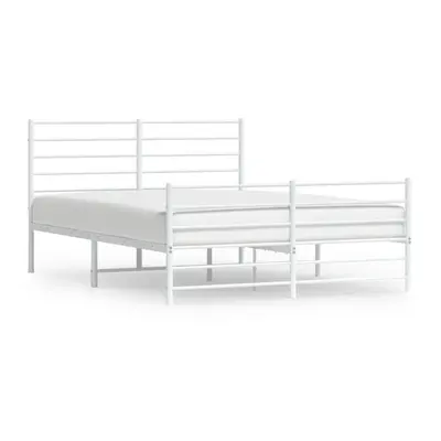 (white, x cm/with headboard & footboard) vidaXL Metal Bed Frame with Headboard Bed Base Mattress