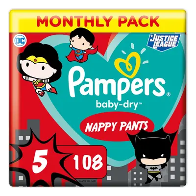 Pampers Baby Nappy Pants Size (12-17 kg/26-37 Lb), Baby-Dry Superhero, Count, MONTHLY SAVINGS PA