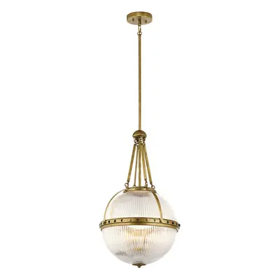 3 Bulb Ceiling Pendant Light Fitting Natural Brass LED E14 60W Bulb