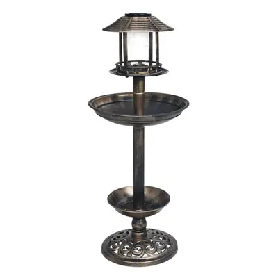 vidaXL Decorative Birdbath with Solar Powered LED Lights Plastic Bird Feeder