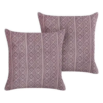 Set of Velvet Cushions Geometric Pattern x cm Pink SILYBUM