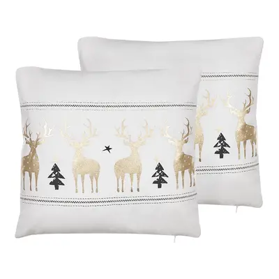 Set of Cushions DONNER Animal Pattern Cotton x cm White