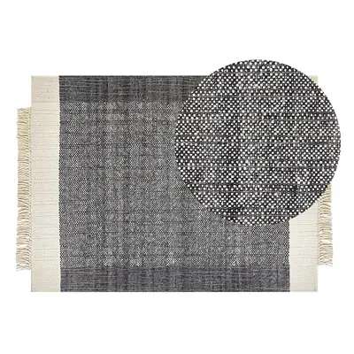 Wool Area Rug x cm Black and Off-White ATLANTI