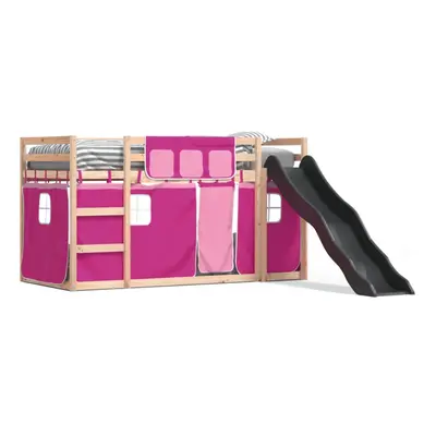 (pink, x cm) vidaXL Bunk Bed with Slide and Curtains Bed Frame Loft Bed Pink 90x190 cm