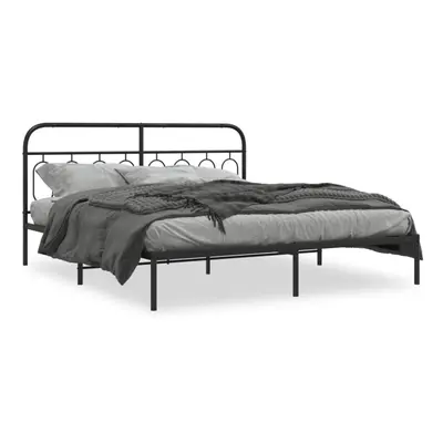 (black, x cm/ with headboard) vidaXL Metal Bed Frame with Headboard and Footboard Bed Base Black