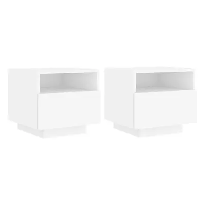 (white, pcs) vidaXL Bedside Cabinets with LED Lights Nightstand Bed Cabinet Side Table