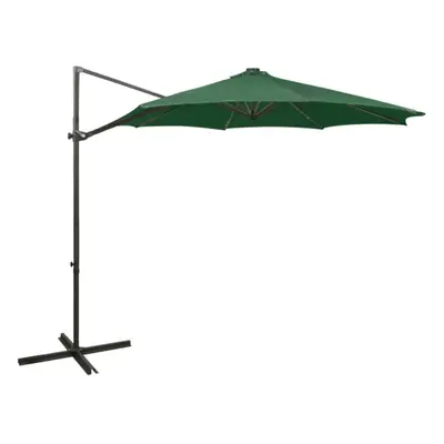 vidaXL Cantilever Umbrella with Pole and LED Lights Green cm Sunshade