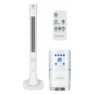 White 48" Tower Fan Remote, Ioniser, Hour Timer & Speed Settings