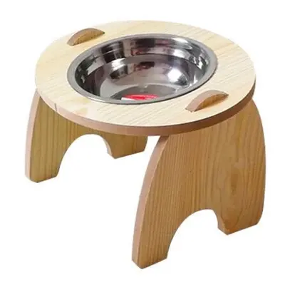 (1) Stainless Steel Pet Bowl with High Quality Wood Mat Feeder Single/Double Bowls Set for Dogs 