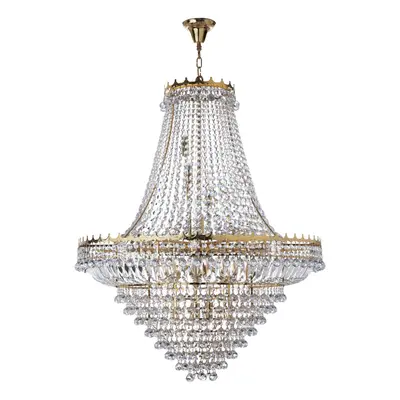 19 Light Clear Crystal Chandelier W/ Gold Frame