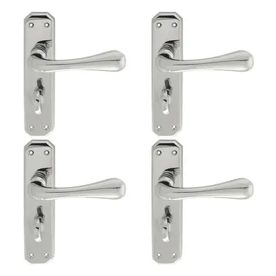 4x PAIR Heavy Duty Lever on Angular Bathroom Backplate x 40mm Chrome