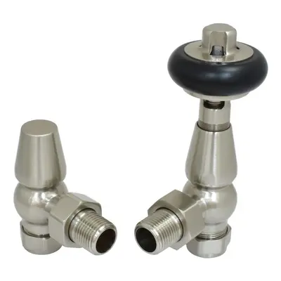 (Satin Nickel) Warmehaus Chelsea Traditional Angled TRV Thermostatic Radiator Valves