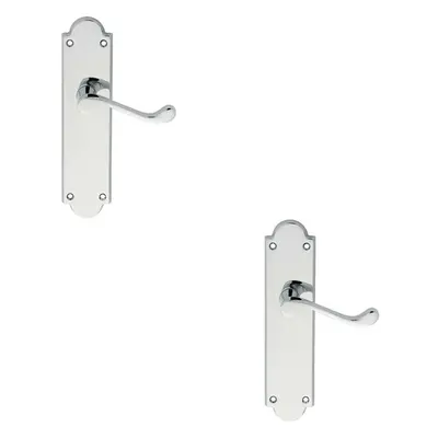 2x PAIR Victorian Scroll Handle on Latch Backplate x 49mm Polished Chrome