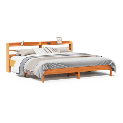 vidaXL Bed Frame with Headboard Bed Base Wax Brown 200x200 cm Solid Wood Pine