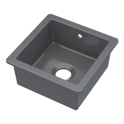 Fireclay Single Bowl Square Undermount Kitchen Sink, Central Waste & Overflow, 457mm - Soft Blac