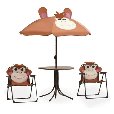 Garden Furniture Set Piece Kids' Garden Bistro Set with Parasol Brown