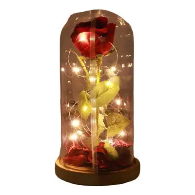 Red Forever Rose Glowing Flower Immortal Fresh Rose in Glass Mother's day Decoration Toys