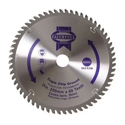 Faithfull FAIZ25060TCG Circular Saw Blade x 30mm x 60T TCG Fine Finish