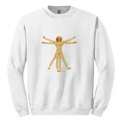 (5XL) The Vitruvian Man Leonardo Da Vinci Mens White Sweat Sweater Jumper Sweatshirt