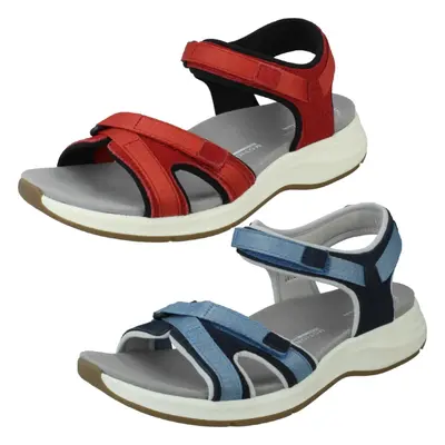 (Navy, UK 4) Ladies Clarks Ankle Strap Flat Sandals Solan Drift