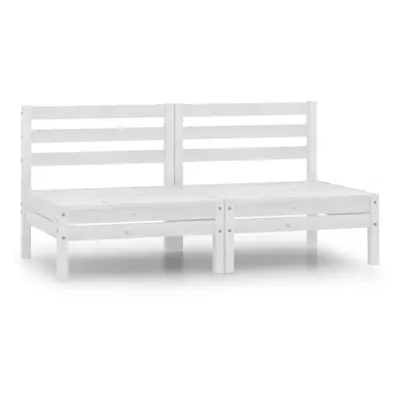 vidaXL 2x Solid Pinewood Garden Middle Sofas White Sectional Middle Sofa Seat