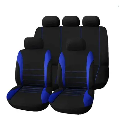 (Blue) 9pcs Universal Car Seat Cover Cloth Art Auto Interior Decoration