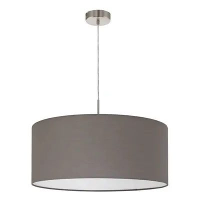 Pendant Light Colour Satin Nickel Shade Anthracite Brown Fabric Bulb E27 1x60W