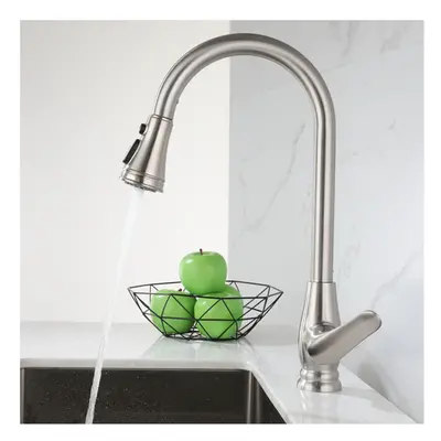 Stainless Steel Kitchen Sink Pull Out Faucet Modes Outlet Rotation Hot Cold Water Mixer Tap With