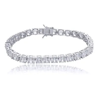 Jewelco London Rhodium Silver Round CZ Carats 4-Claw 6mm Tennis Bracelet Â½oz - ABB209