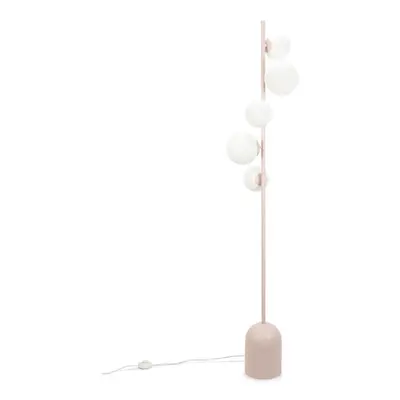 Blush Pink Way Standing Floor Lamp with Glass Globe Shade Light