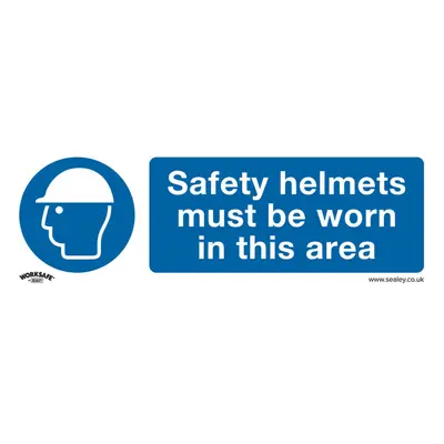 10x SAFETY HELMETS MUST BE WORN Safety Sign - Rigid Plastic x 100mm Warning