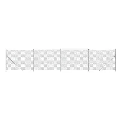 (silver, x m) vidaXL Chain Link Fence Patio Outdoor Wire Mesh Fence with Flange Fence Panel