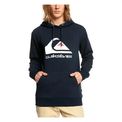 (L, Navy) Quiksilver Mens Big Logo Casual Regular Fitting Pullover Hoodie