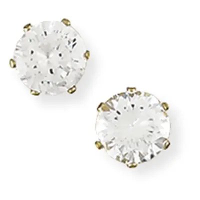 Jewelco London Ladies 9ct Yellow Gold Cubic Zirconia Claw Stud Earrings - 7mm - SENR02307