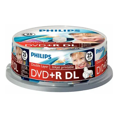 PHILIPS - 8x Speed Inkjet Printable DVD+R DL Blanks DVDs - Spindle Pack