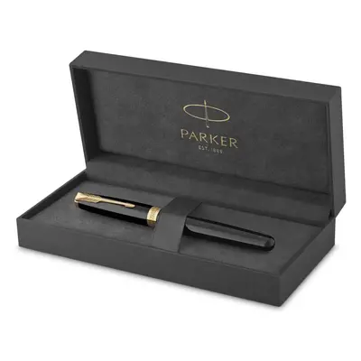 Parker Sonnet Fountain Pen | Black Lacquer with Gold Trim | Medium Nib | Gift Box