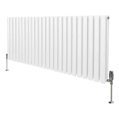 (600mm x 1440mm, White) Oval Column Designer Radiator & TRV Valves