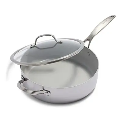 GreenPan, Venice Pro Ceramic Non-Stick Skillet with Lid - cm/4.8L, Silver