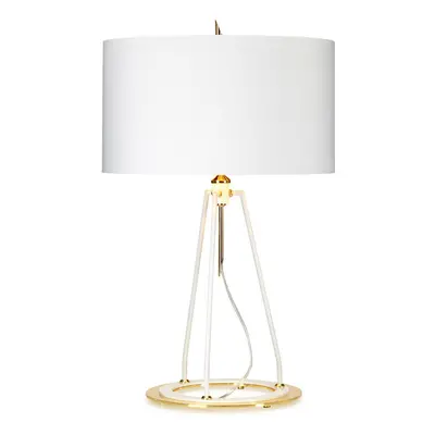 Table Lamp White with Metallic Gold Lining Shade White Polished Gold LED E27 60W