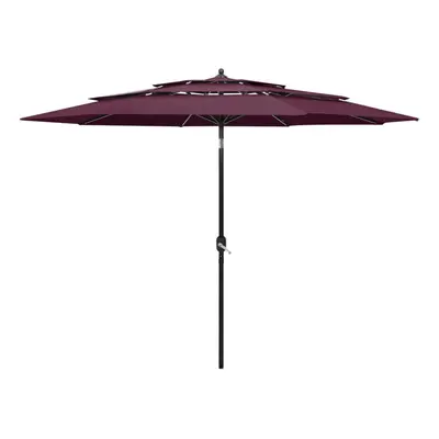 vidaXL 3-Tier Parasol with Aluminium Pole Bordeaux Red Patio Sunshade Cover