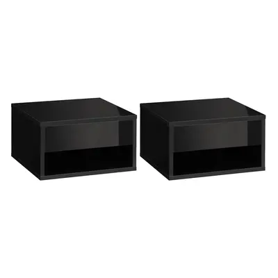 HOMCOM Floating Bedside Table Set of Wall Mounted Nightstand W/ Drawer Black