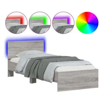 (grey sonoma, x cm) vidaXL Bed Frame with Headboard and LED Bed Base Mattress Foundation Bedstea