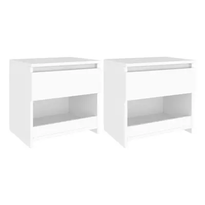 vidaXL 2x Bedside Cabinets White Chipboard Nightstands Drawers Tables Bedroom