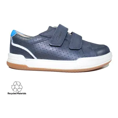 (10.5 (Children's)) Fawn Solo Kids Navy Leather Childrens Rip Tape Shoes