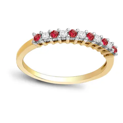 (J) Jewelco London 9ct Yellow Gold Claw Set H I1 0.1ct Diamond and Red 0.15ct Ruby Stone Royal E