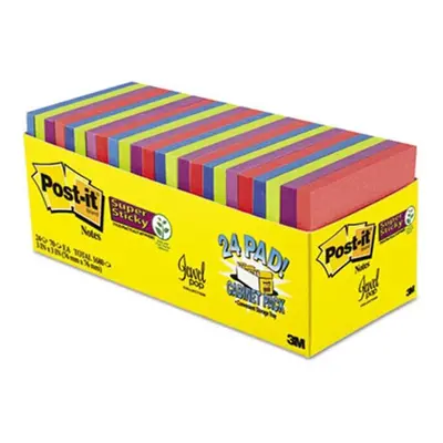 3M Super Sticky Notes Cabinet Pack, x 3, Assorted Jewel Colors, 70-Sheet Pads